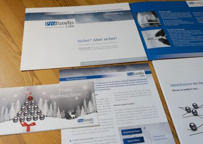 Grafik Design Dienstleistungen, Profundis Labs, IT-Sicherheit, München – Broschüre, div. Printmedien