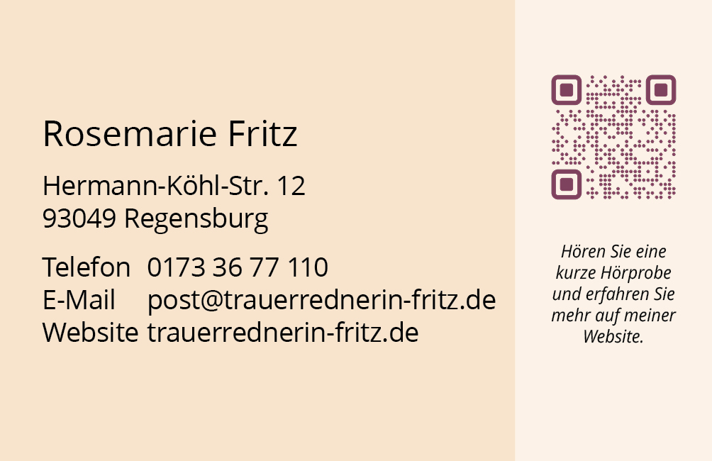 Visitenkarte Trauerrednerin Rosemarie Fritz